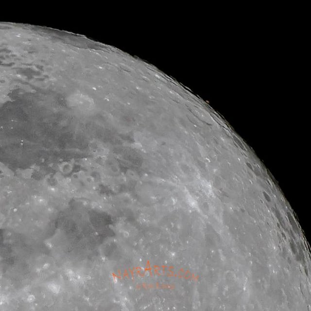 Mars re-emerging from behind the Moon tonight