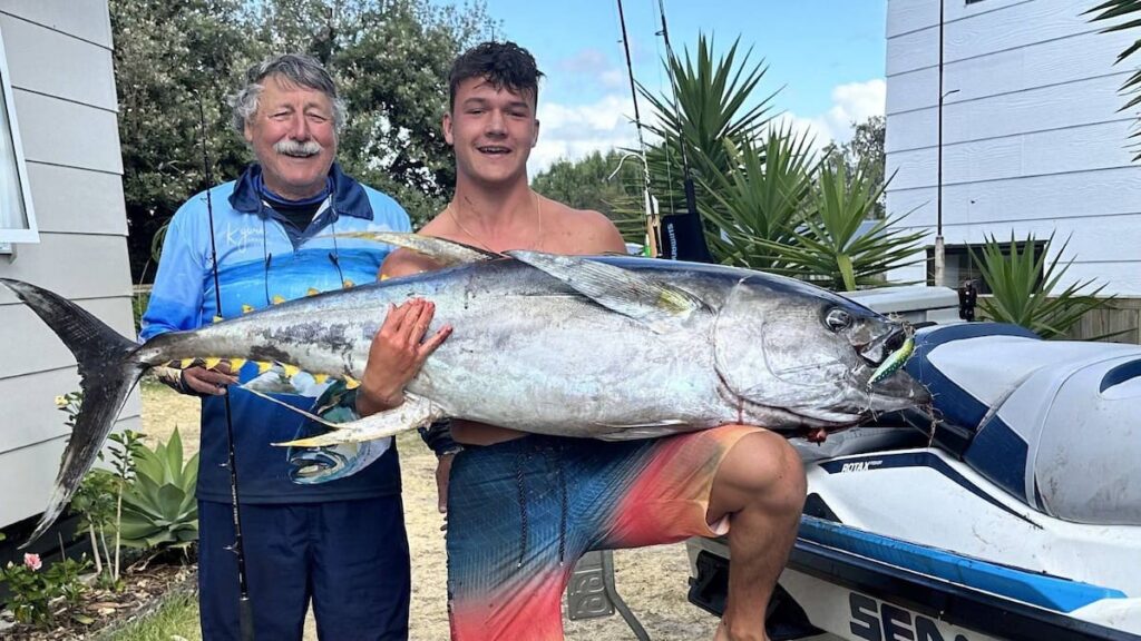 Auckland teen reels in 52kg tuna on jetski in Hauraki Gulf Auckland teen reels in 52kg tuna on jetski in Hauraki Gulf