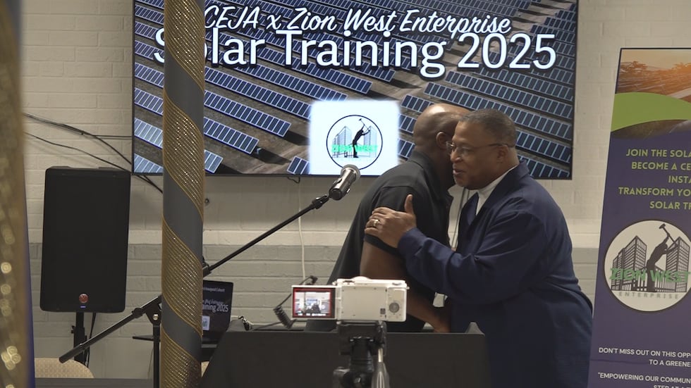 Ador and Hightower switch places for introductory speeches about the course.