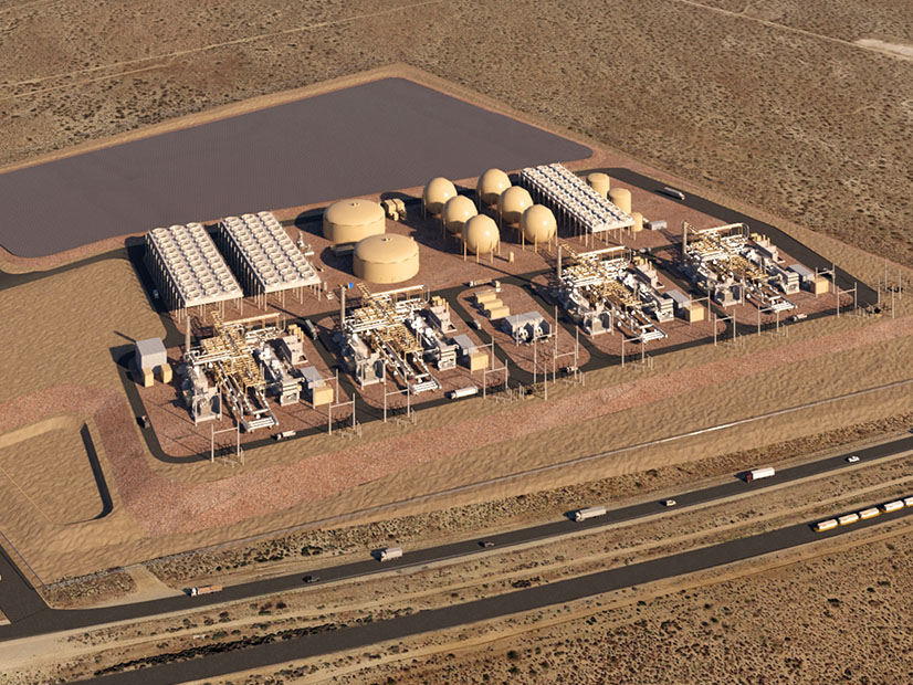 A rendering shows the Willow Rock Energy Storage Center, which Hydrostor is proposing to build in Kern County, California. A rendering shows the Willow Rock Energy Storage Center, which Hydrostor is proposing to build in Kern County, California.