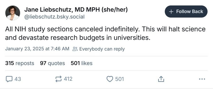 All NIH study sections = canceled indefinitely
