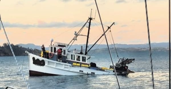 Fishermen rescued as trawler sinks in Hauraki Gulf Fishermen rescued as trawler sinks in Hauraki Gulf