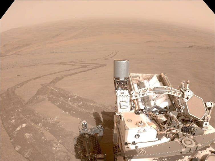 The Perserverance rover on Mars.