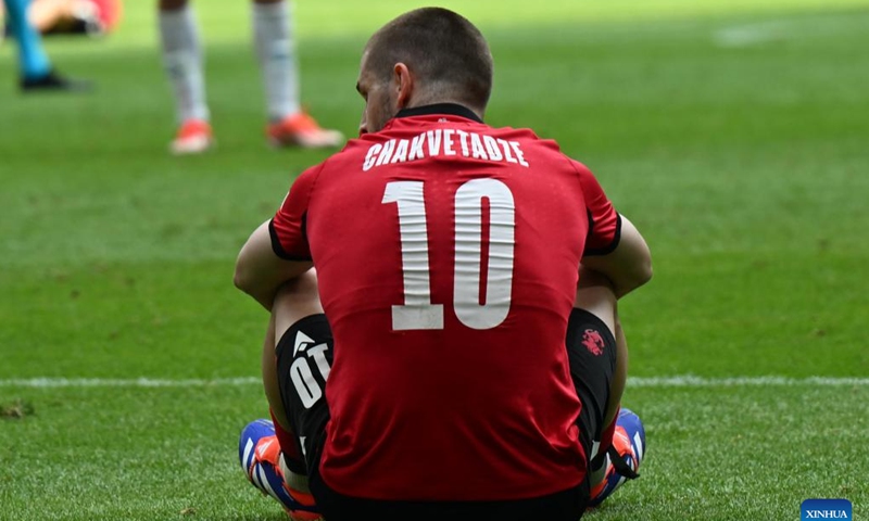 Giorgi Chakvetadze of Georgia reacts after the UEFA Euro 2024 Group F match between Georgia and the Czech Republic in Hamburg, Germany on June 22, 2024. (Photo: Xinhua)