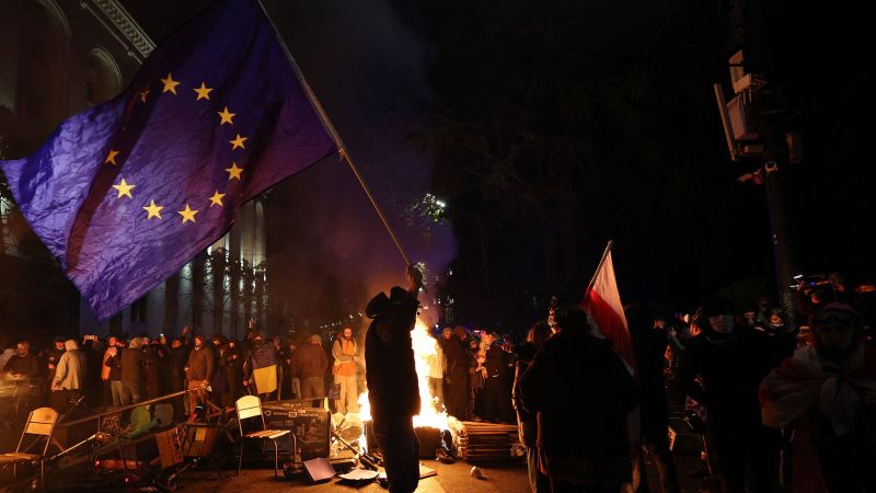 More than 100 arrested in Georgia protests after government puts EU hopes on ice