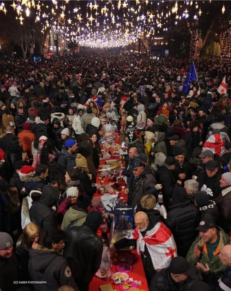 700 Meter Long New Year Feast on Rustaveli Avenue