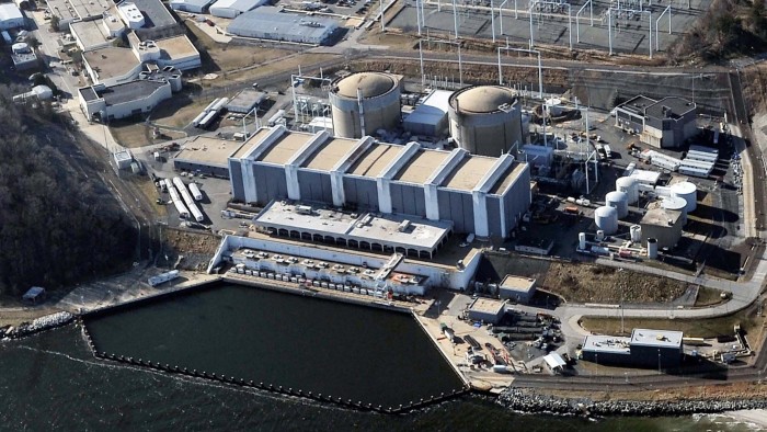 Aerial view of Constellation’s Calvert Cliffs nuclear plant  on the Chesapeake Bay in Lusby, Maryland