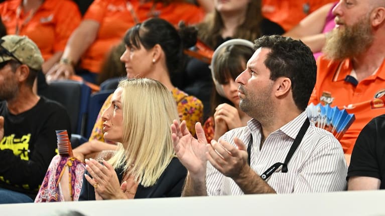 Illawarra Hawks owner Jared Novelly is seen in the crowd during the round five NBL match between Cairns Taipans and Illawarra Hawks at Cairns Convention Centre in 2024.
