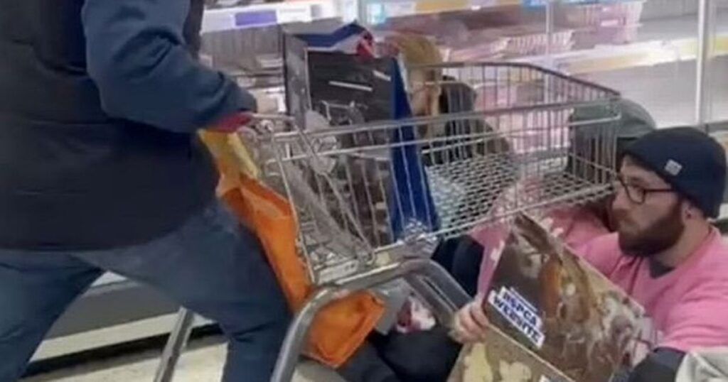 Shoppers try to ram Animal Rising protesters with trolleys in Sainsbury's meat aisle