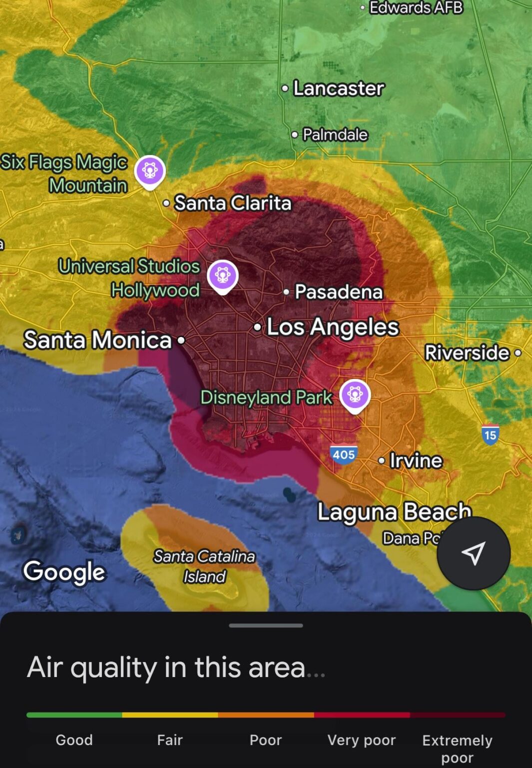 [OC] Air Quality Map of Los Angeles After Fires