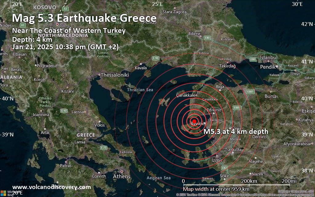Magnitude 5.3 Earthquake Strikes Near Mitilini, Lesbos, Greece Magnitude 5.3 Earthquake Strikes Near Mitilini, Lesbos, Greece