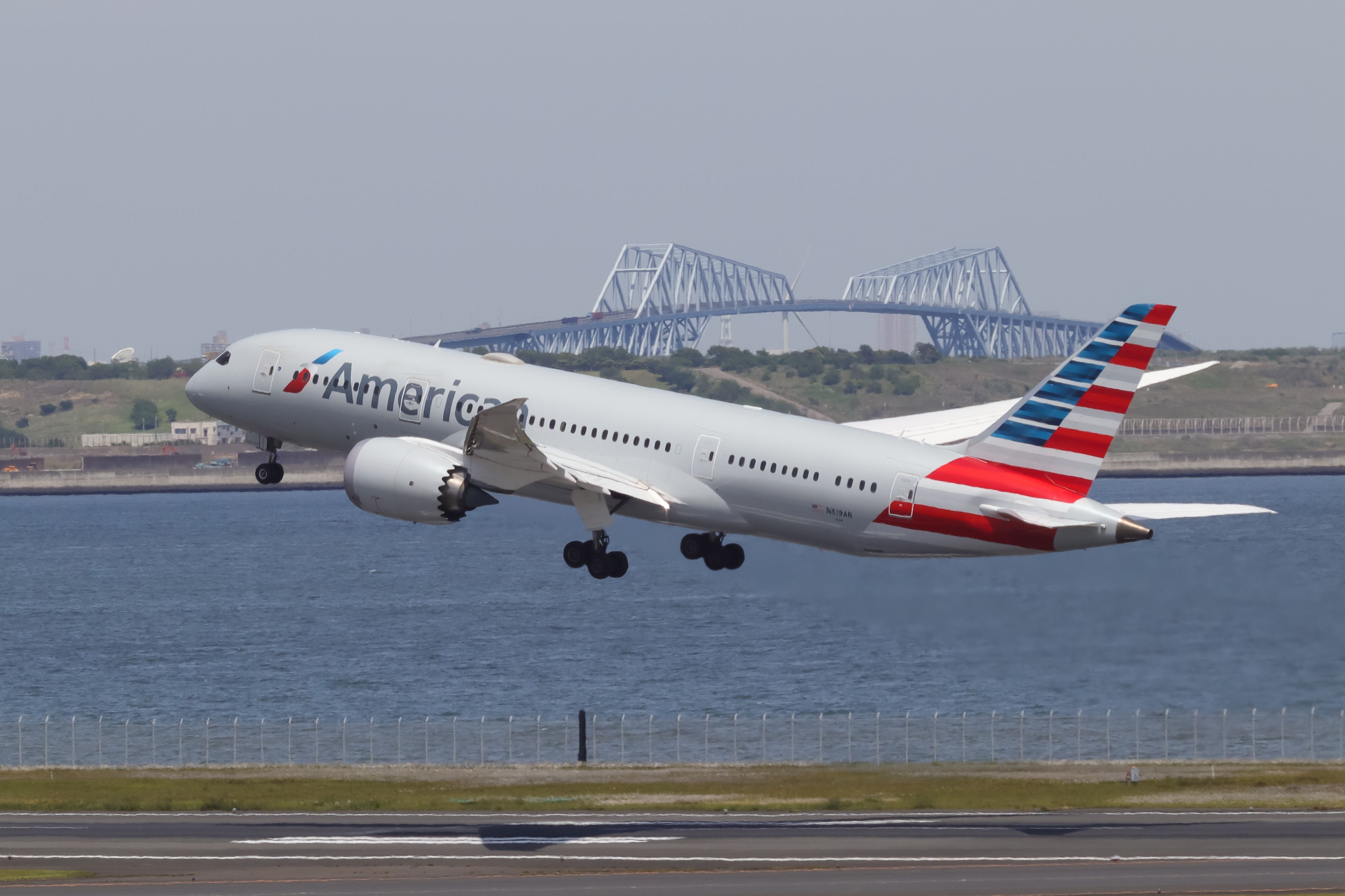 An American Airlines plane at Tokyo Haneda