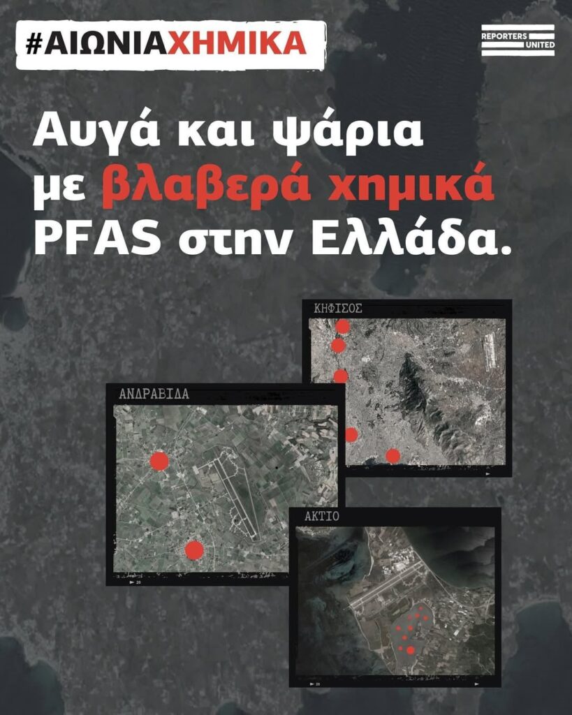 Eggs and fish with harmful chemical pfas in Greece