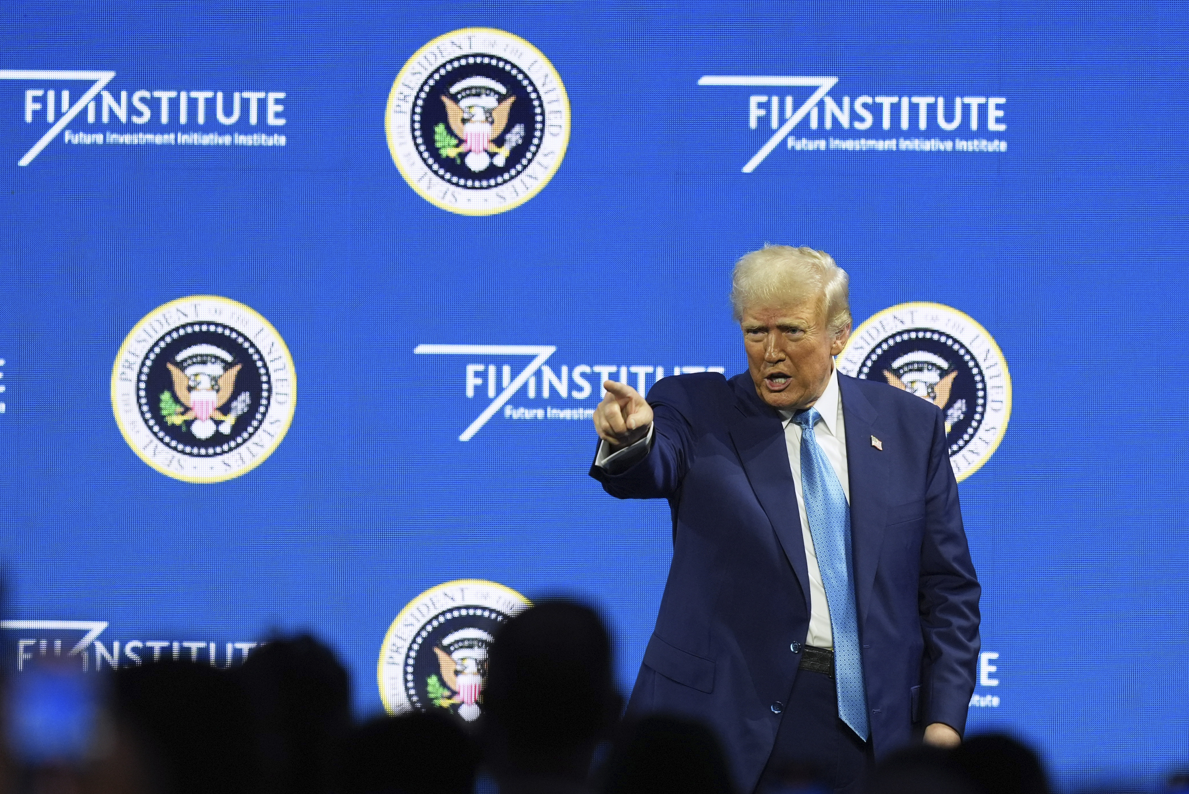 President Donald Trump speaking in Miami on Wednesday