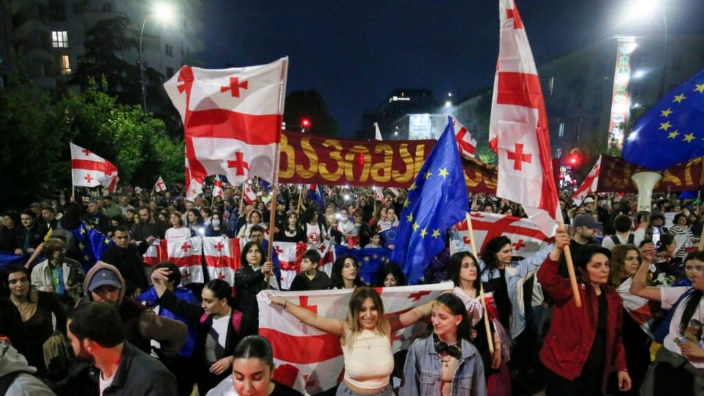 Georgia’s protesters vow to stay on streets until government falls