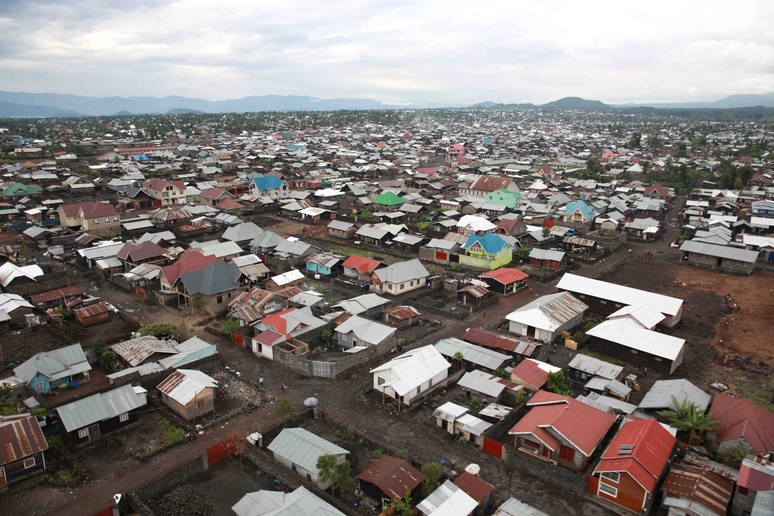 Aerial view of Goma, Nord Kivu, DRC in November 2014.