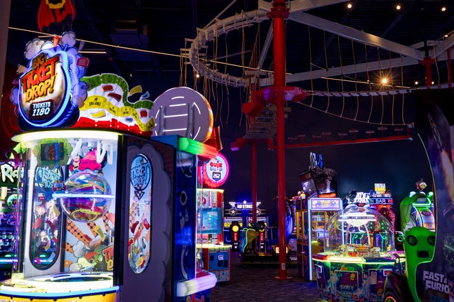 Gamescape, El Paso’s new all-ages entertainment spot by Cinemark, features arcade games and Sky Trail ropes course, as seen on Friday, Feb. 21, 2025.