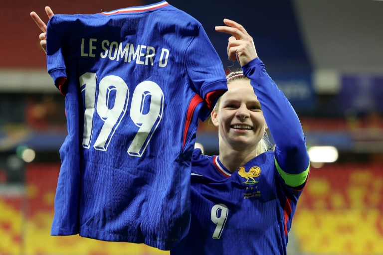 France, Germany on song in Women’s Nations League Eugenie Le Sommer after her record 199th cap for France (FRANCK FIFE)