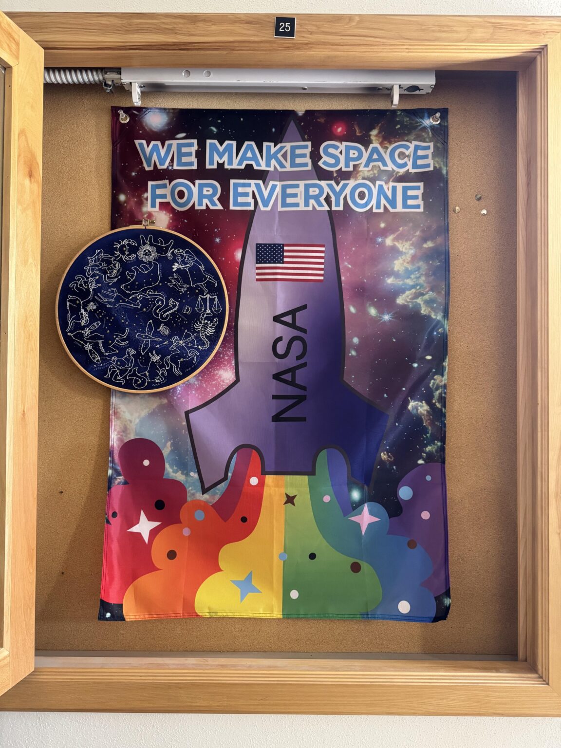 Astronomer here! Got a flag from a member of the NASA resistance so hung it outside my lab. Astronomy is for everyone!
