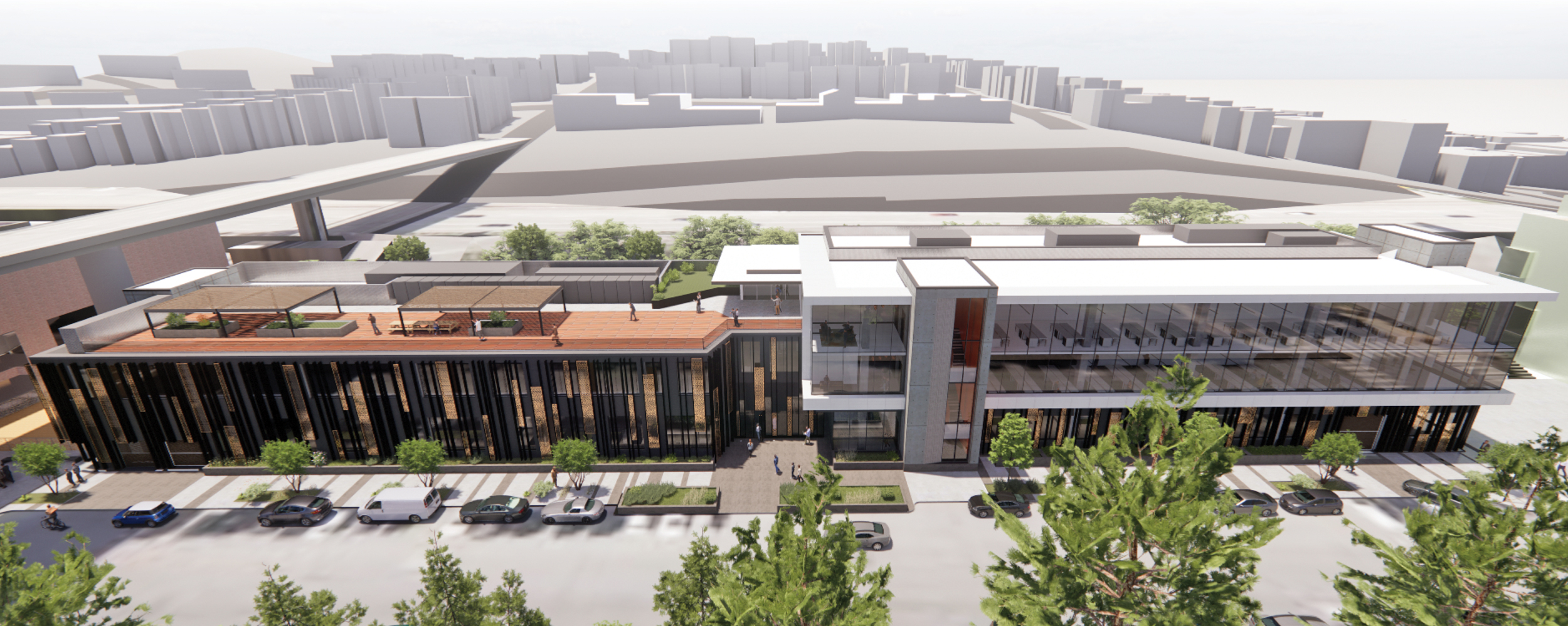 700 Indiana Street aerial view, rendering by MBH Architects