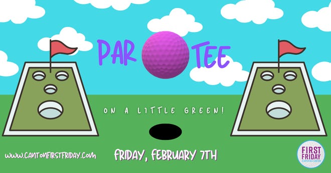 Golf will be the theme of First Friday on Feb. 7, with 18 holes spread throughout downtown Canton at businesses and other sites.