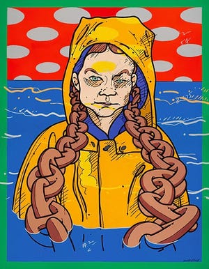 Studio Kroner presents Cincinnati artist Steve Justice's solo show Oddly Familiar, opening Thursday. His vibrant, eccentric paintings blend pop culture, cartoons, and iconic art influence.