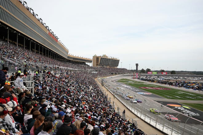 HAMPTON, GEORGIA - FEBRUARY 23: A general view of racing from the grandstands during the NASCAR Cup Series Ambetter Health 400 at Atlanta Motor Speedway on February 23, 2025 in Hampton, Georgia. (Photo by Chris Graythen/Getty Images)
