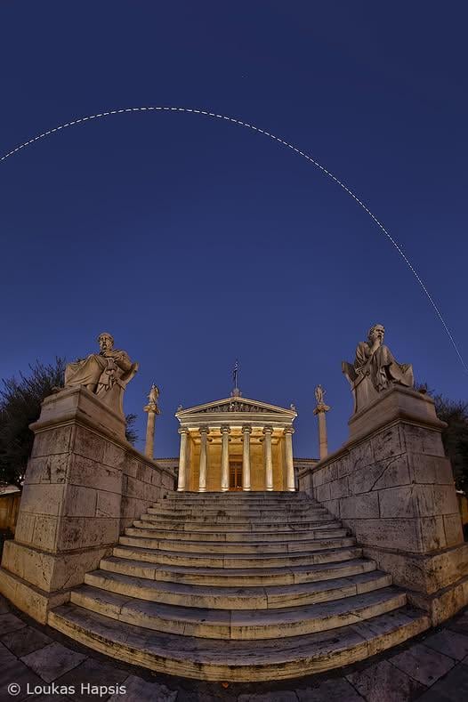 The Crossing of the ISS above the Academy of Athens 1-2-2025