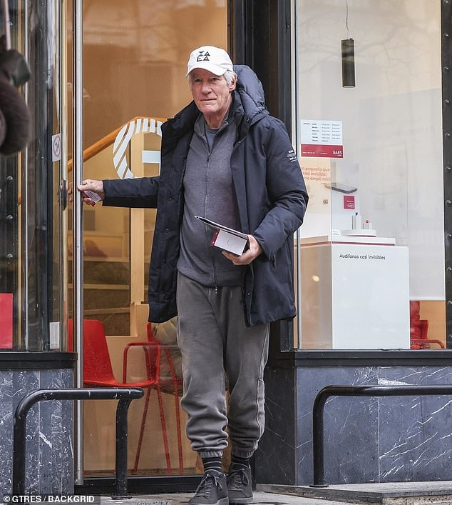 Gere was on a solo outing after relocating to the Spanish city with Silva, 41, and sons Alexander, six, and James, four