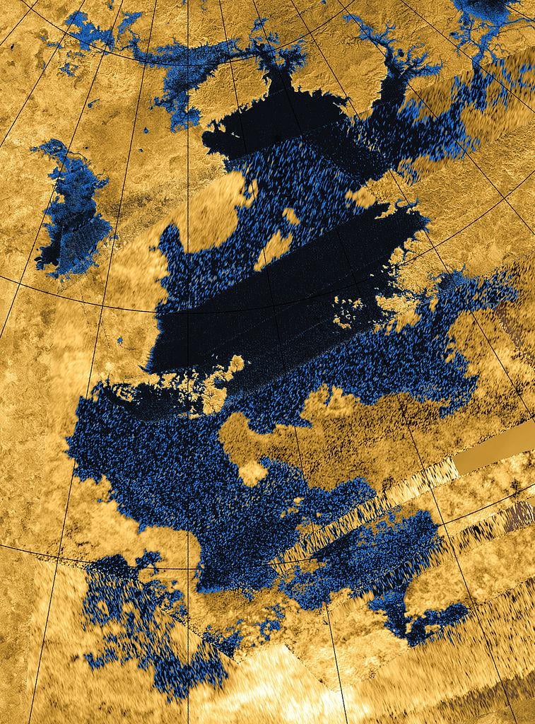 Radar image of Kraken Mare, the largest lake in the solar system