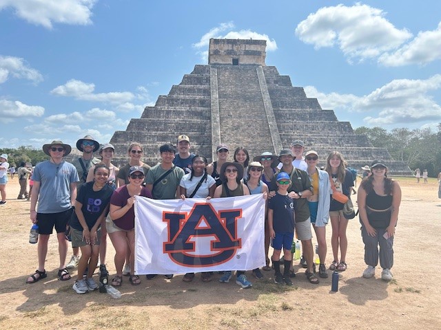 Auburn students at Chichén Itzá during an Environmental Science study abroad trip in Mexico.