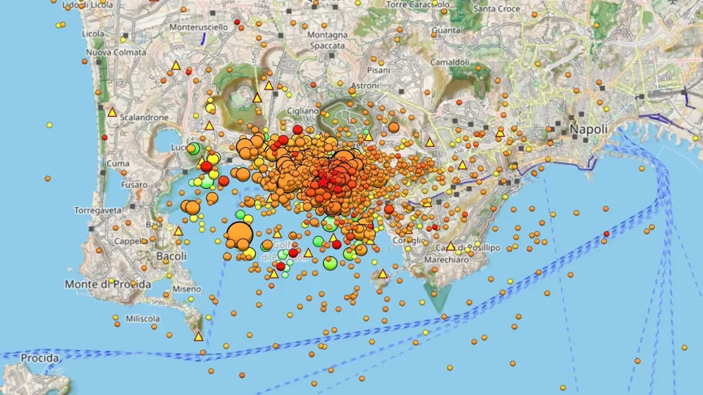Burst-like seismic swarms indicate increasing unrest at Campi Flegrei, Italy Earthquakes detected in Campi Flegrei area, Italy from January 1 - February 26, 2025