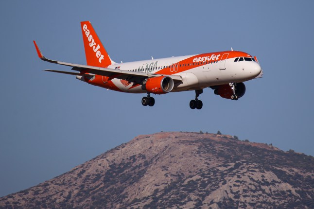 An EasyJet plane flying into Athens Airport in Greece