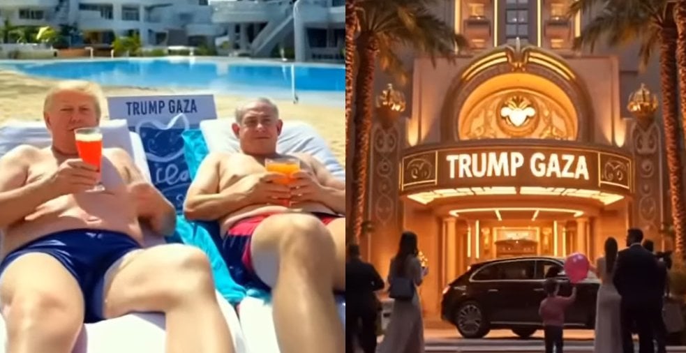 "Trump Gaza": Trump's provocative Ai Video for Gaza Dreaming - Cocktails with Netanyahu and Gold Statue