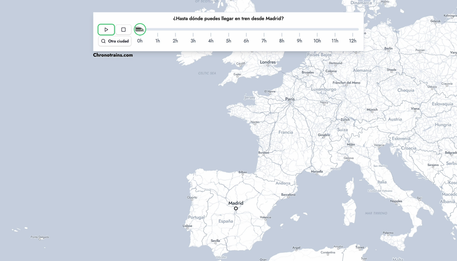 The places you can reach by train from Madrid in 12h