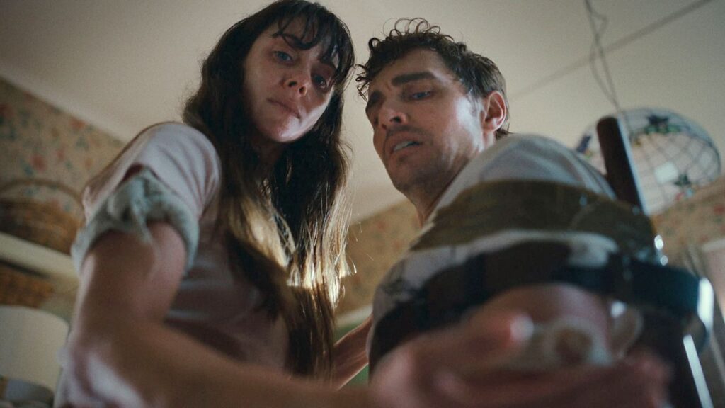This image released by the Sundance Institute shows Alison Brie, left, and Dave Franco in a scene from "Together" by Michael Shanks, an official selection of the 2025 Sundance Film Festival.