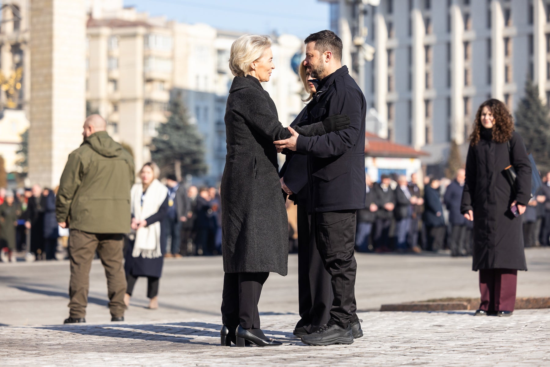 Mr Zelensky greets European Commission president Ursula von der Leyen