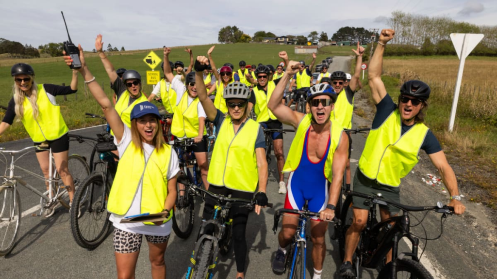 Netflix star Martin Henderson amongst cyclists protesting against themselves to push for safer roads in Matakana