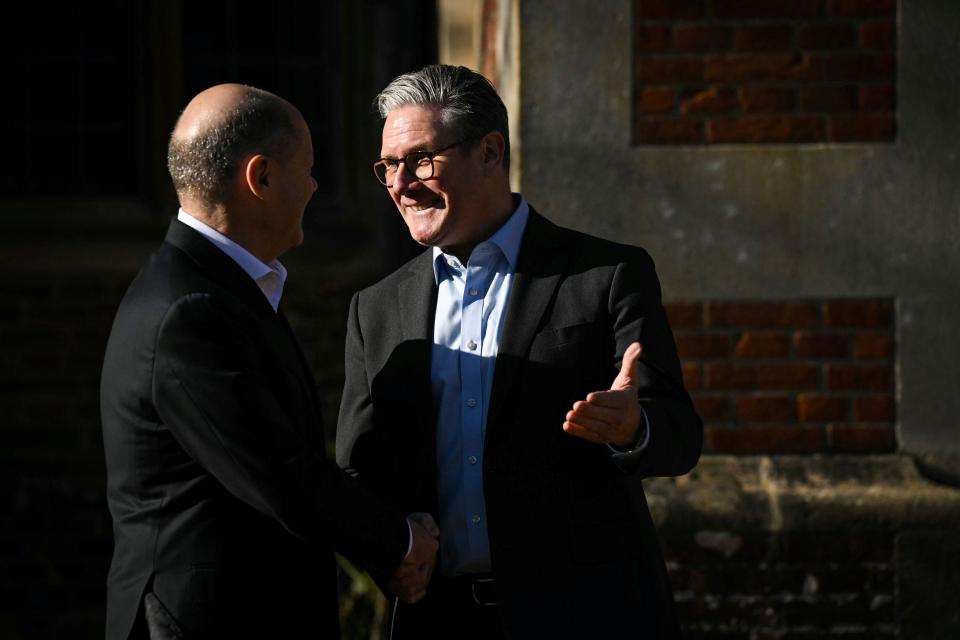 Prime Minister Sir Keir Starmer (right) welcomes Chancellor of Germany, Olaf Scholz during his visit to Chequers, the country house of the serving Prime Minister of the UK, near Aylesbury in Buckinghamshire. Picture date: Sunday February 2, 2025.