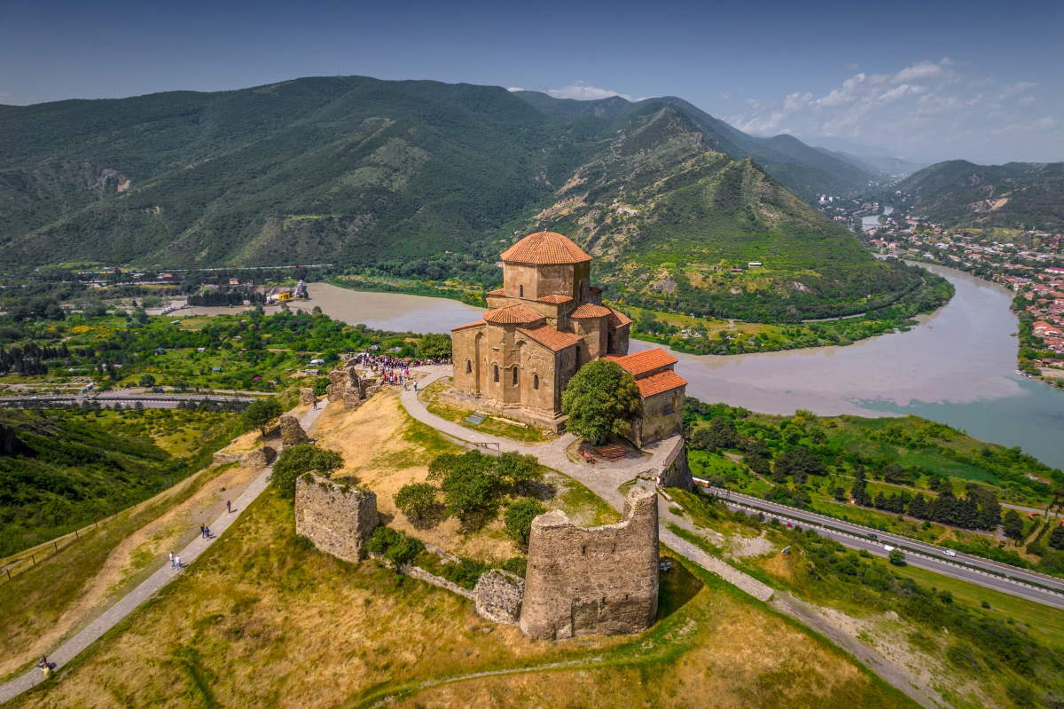 aerial view mtskheta georgia