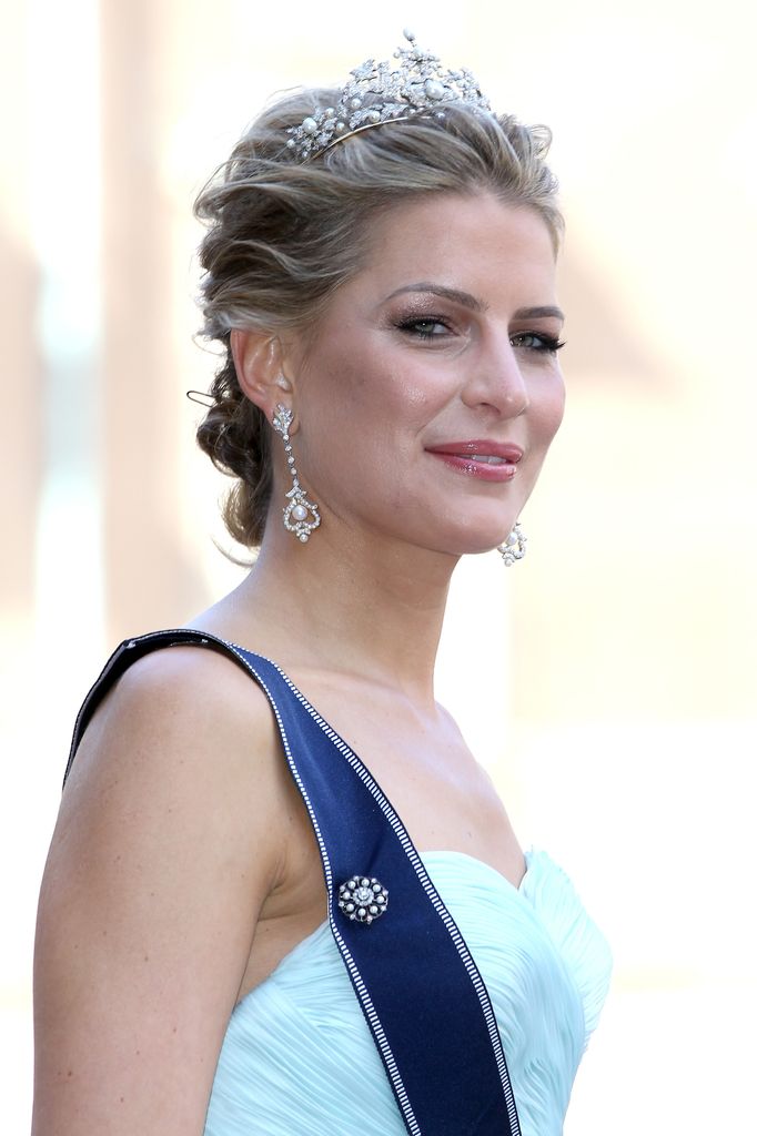 Princess Tatiana of Greece in strapless dress and tiara