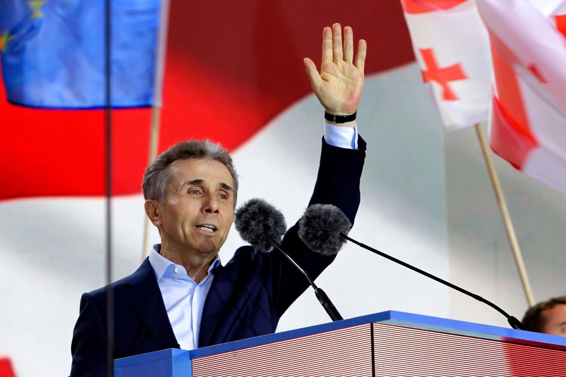 Bidzina Ivanishvili addresses a rally in support of the 