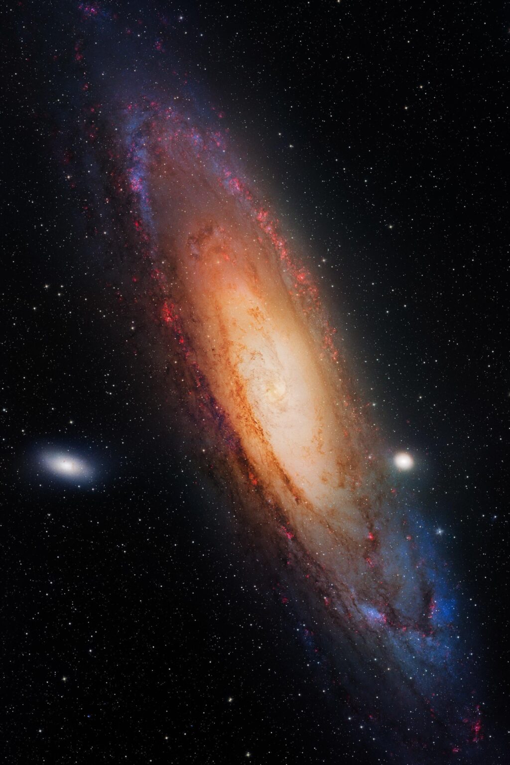 A photo of the Andromeda Galaxy. Captured over a period of 3 months using 2 telescopes and thousands of photos by photographer Andrew McCarthy.