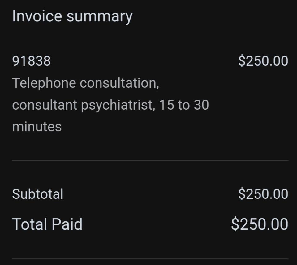 My Psychiatrist 10 minute Telehealth Appointment is now even more expensive.