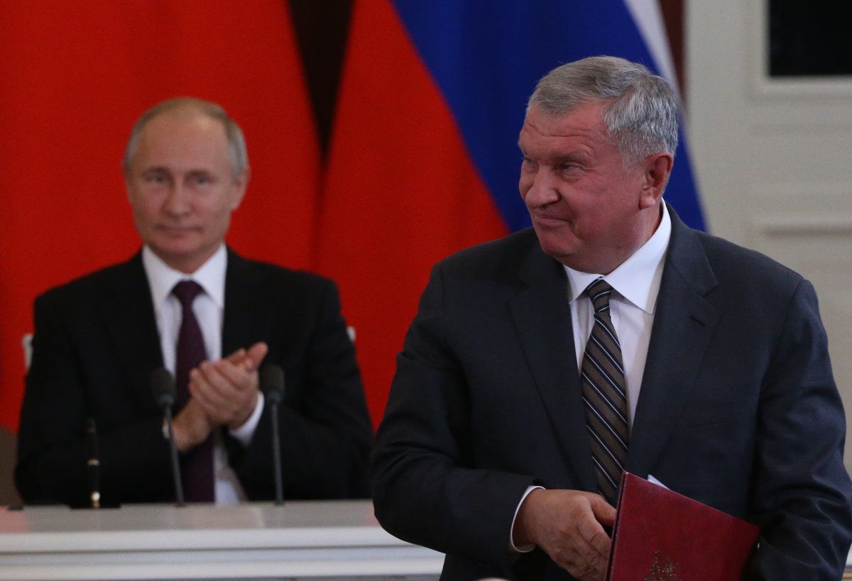 Russian President Vladimir Putin and Igor Sechin