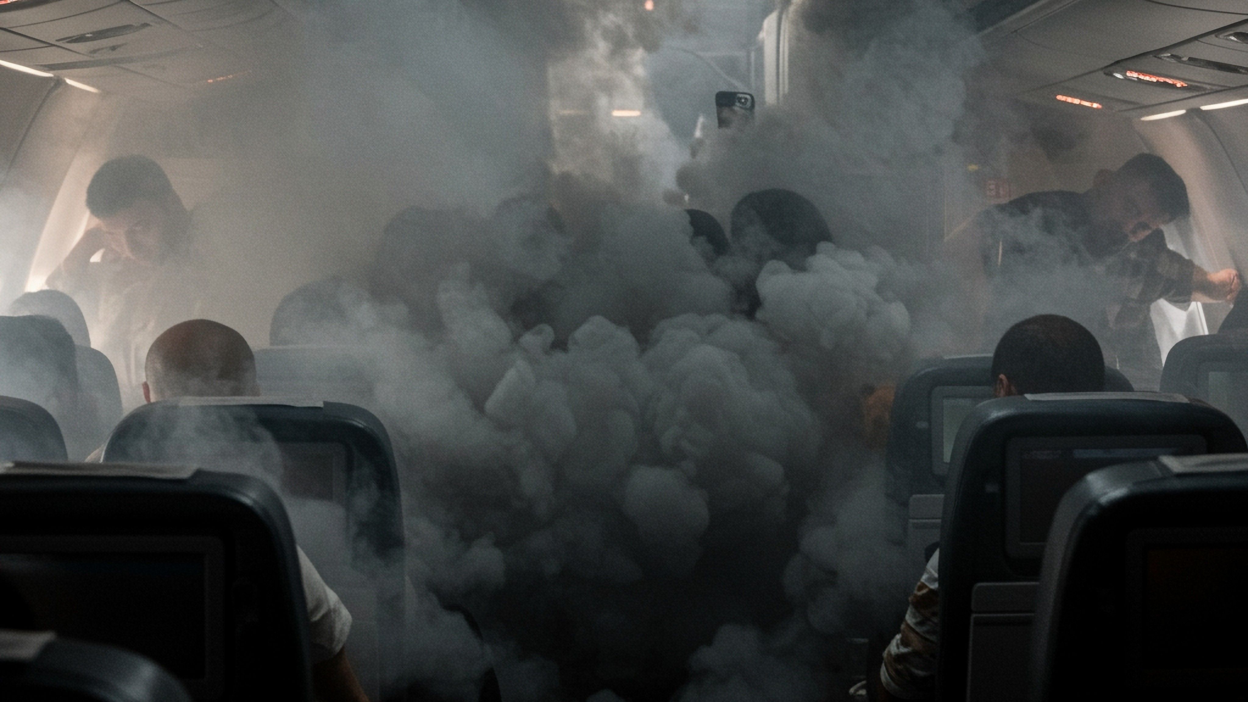Smoke engulfing passengers aboard aircraft