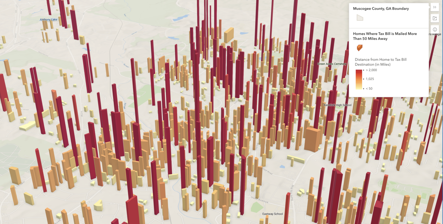 [OC] Homes with Distant Ownership in Muscogee County, GA