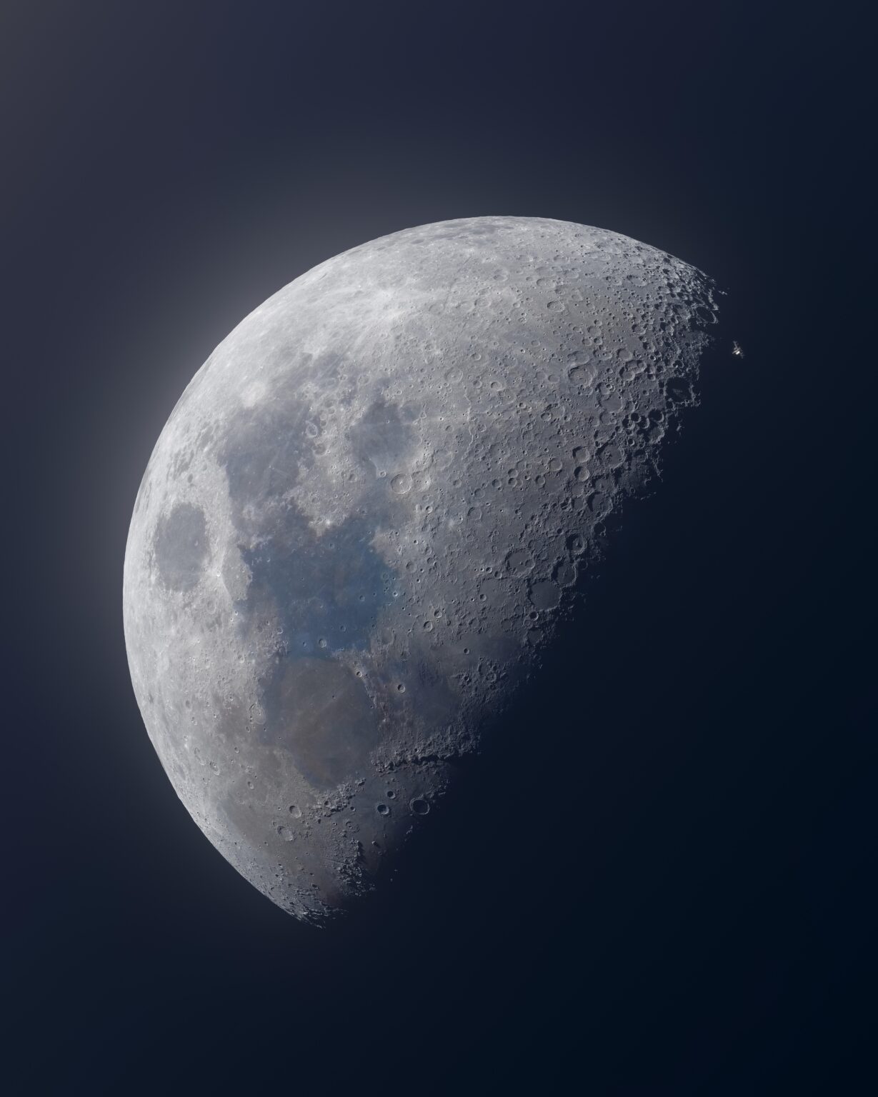 I used a 14" telescope to capture the moon, but this time I planned a very specific type of conjunction you can see if you zoom into the top right. More details in the comments. [OC]