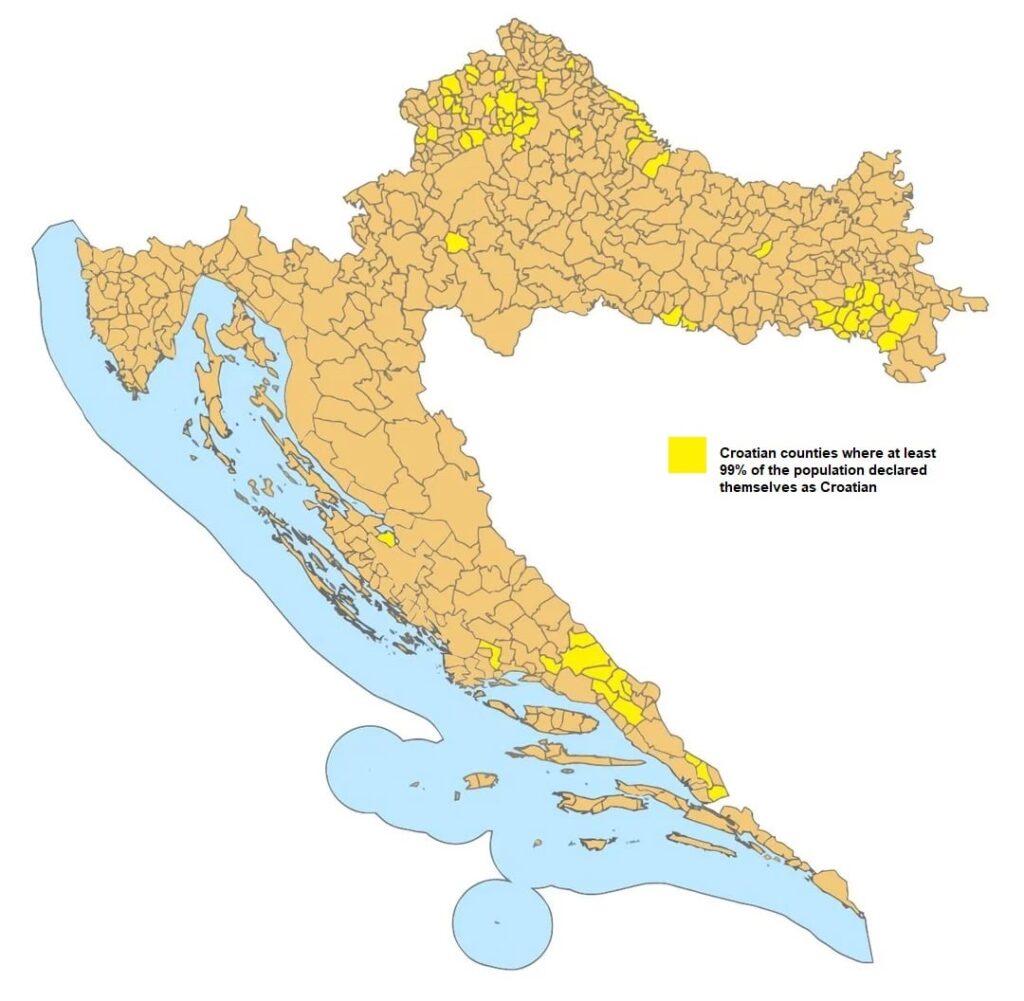 I made a few maps about the nationalities and religions in Croatia, according to the population census from 2021. Source: dzs.gov.hr