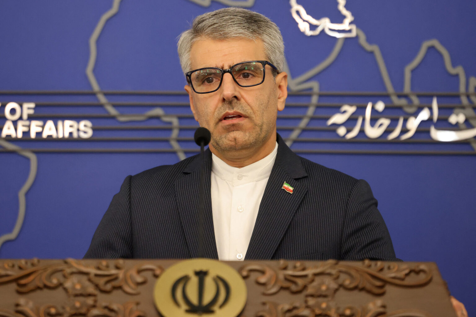 Iranian Spokesman Esmaeil Baghaei Speaking To Press
